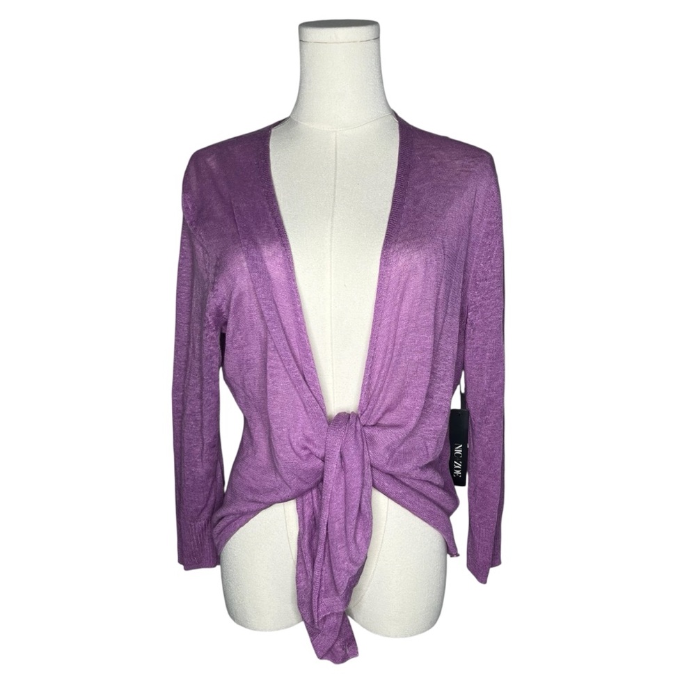 NEW Nic + Zoe Purple All Year 4 Way Lightweight Linen Blend Cardigan Topper - Picture 5 of 13